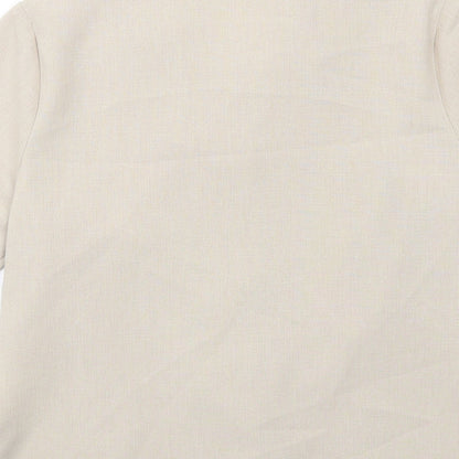 EWM Womens Beige Polyester Basic Button-Up Size 10 Collared