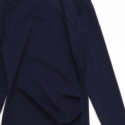 PRETTYLITTLETHING Womens Blue Polyester A-Line Size 14 V-Neck Pullover