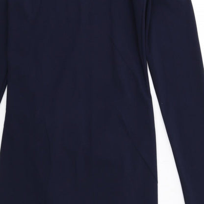 PRETTYLITTLETHING Womens Blue Polyester A-Line Size 14 V-Neck Pullover