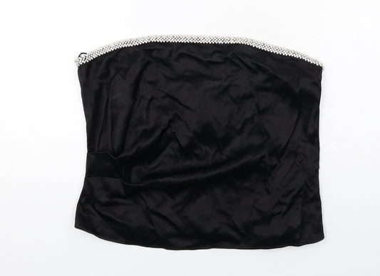 Womens UK Size 2XL Zara Black Cropped Blouse