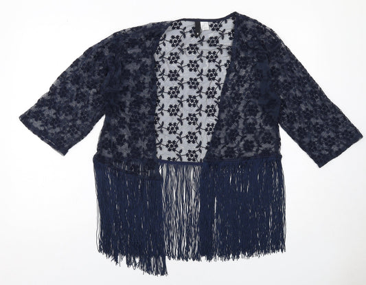 H&M Womens Blue Polyamide Kimono Blouse Size S V-Neck