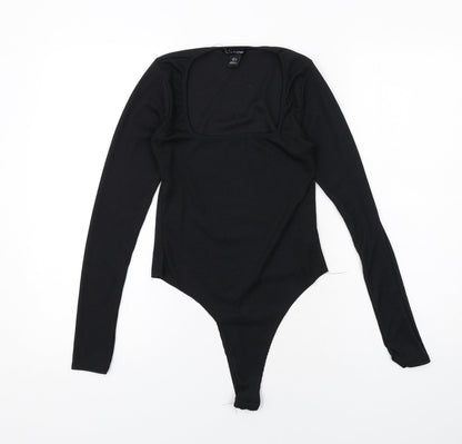 PRETTYLITTLETHING Womens Black Polyester Bodysuit One-Piece Size 8 Snap