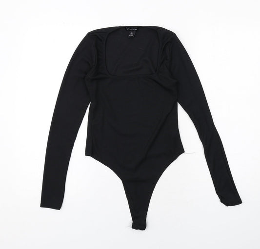 PRETTYLITTLETHING Womens Black Polyester Bodysuit One-Piece Size 8 Snap