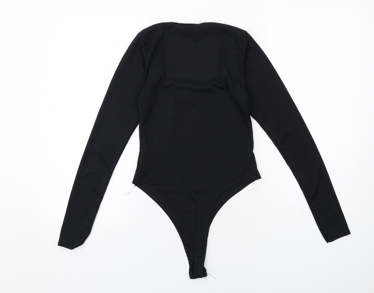 PRETTYLITTLETHING Womens Black Polyester Bodysuit One-Piece Size 8 Snap