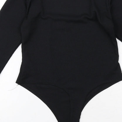 PRETTYLITTLETHING Womens Black Polyester Bodysuit One-Piece Size 8 Snap