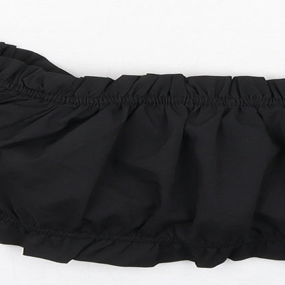 Womens UK Size 10 PRETTYLITTLETHING Black Cropped Blouse