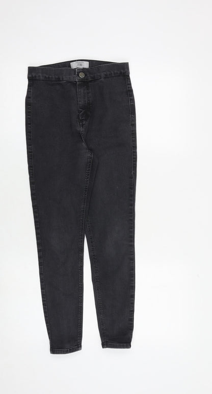 Topshop Womens Grey Cotton Skinny Jeans Size 24 in Slim Zip