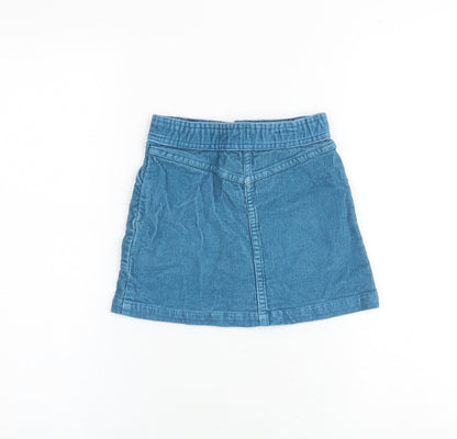 John Lewis Girls Blue 100% Cotton A-Line Skirt Size 5 Years Regular Zip