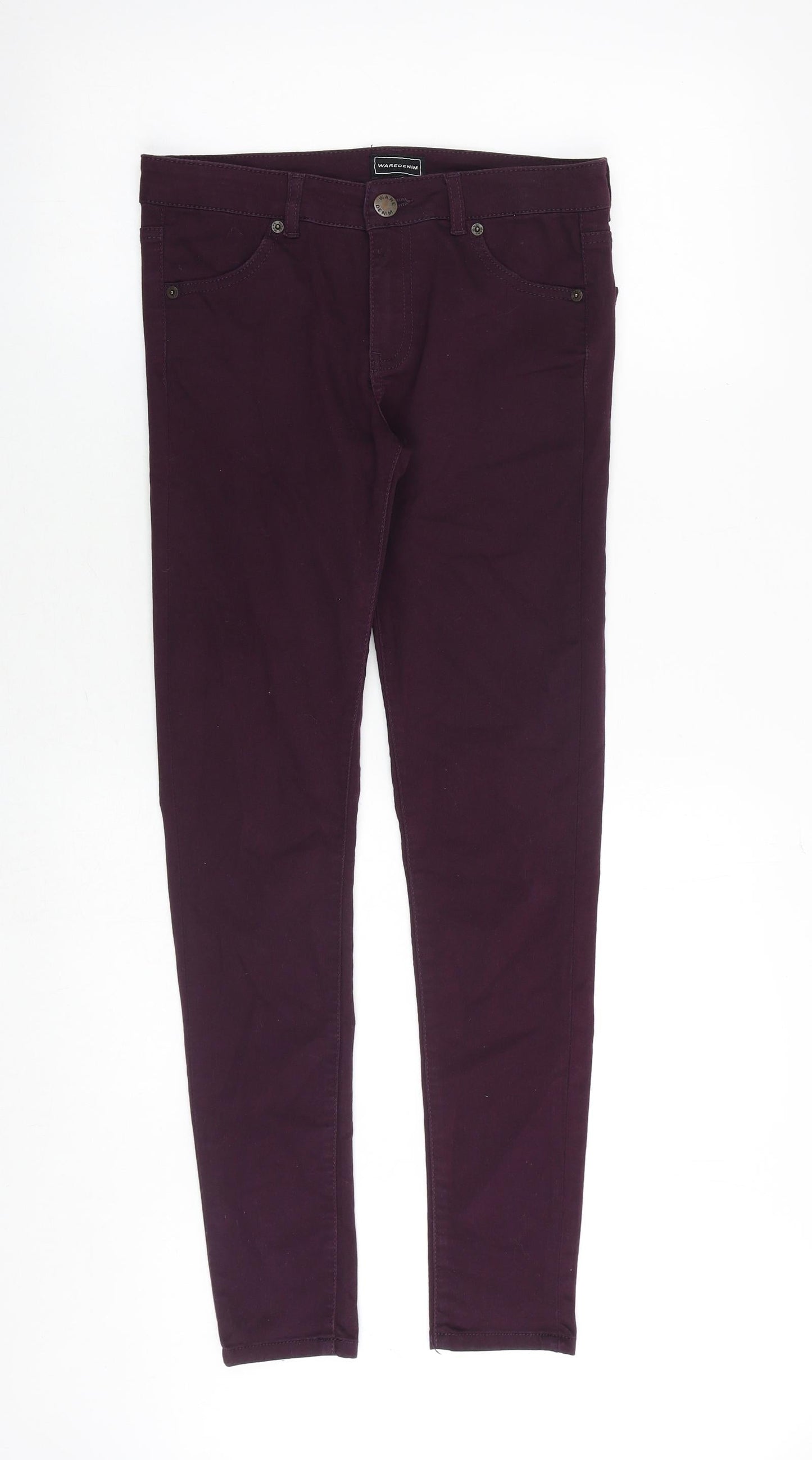 Womens UK Size 12 Waredenim Regular Fit Skinny Purple Jeans