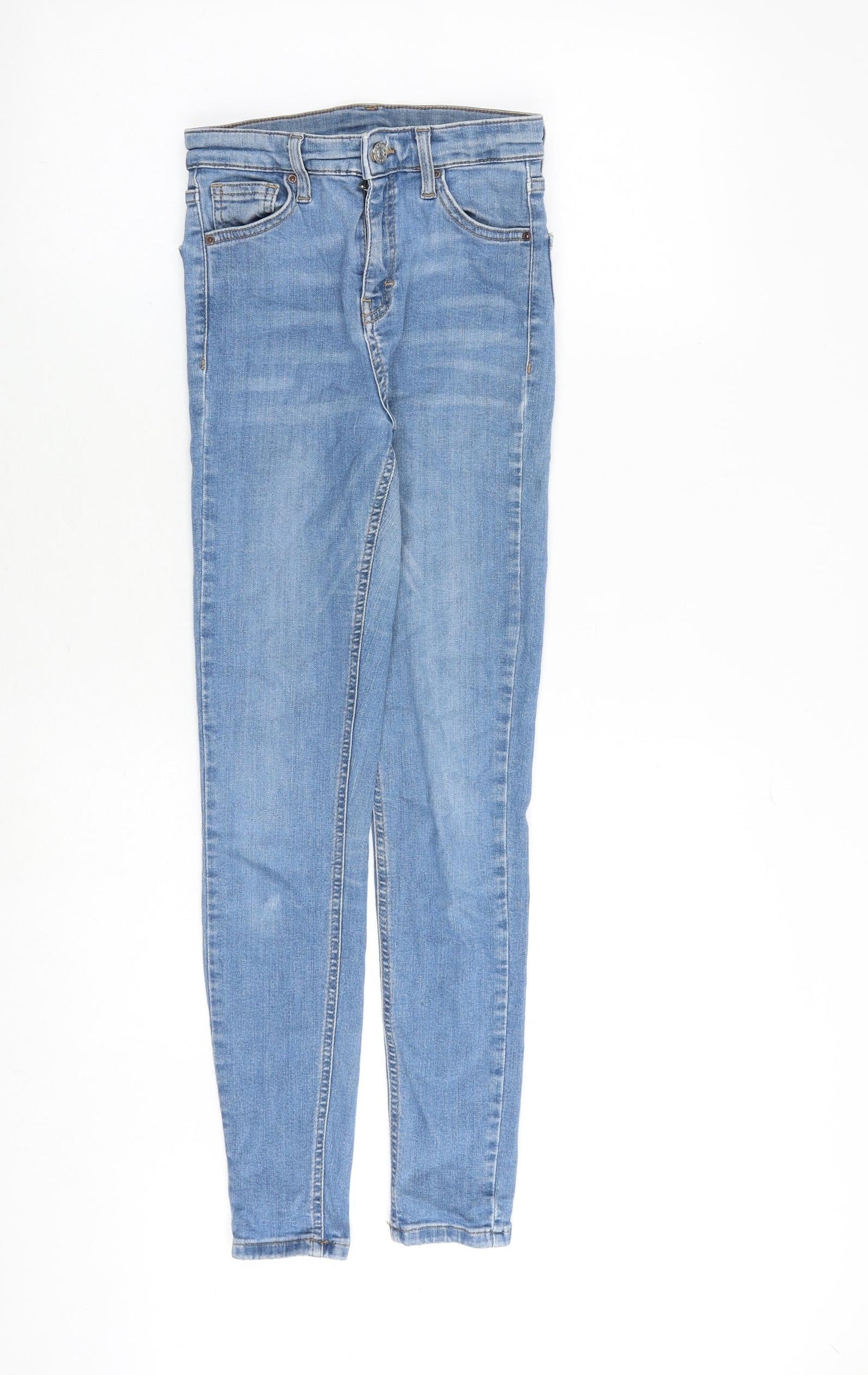 Topshop Womens Blue Cotton Skinny Jeans Size 25 in Regular Zip