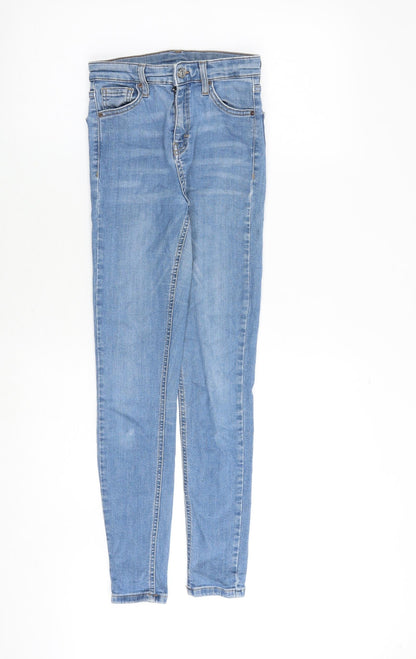 Topshop Womens Blue Cotton Skinny Jeans Size 25 in Regular Zip