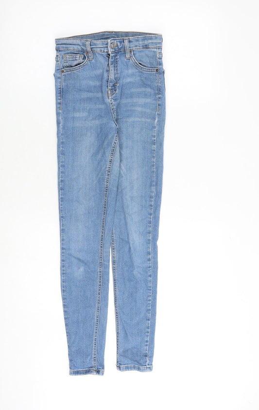 Topshop Womens Blue Cotton Skinny Jeans Size 25 in Regular Zip
