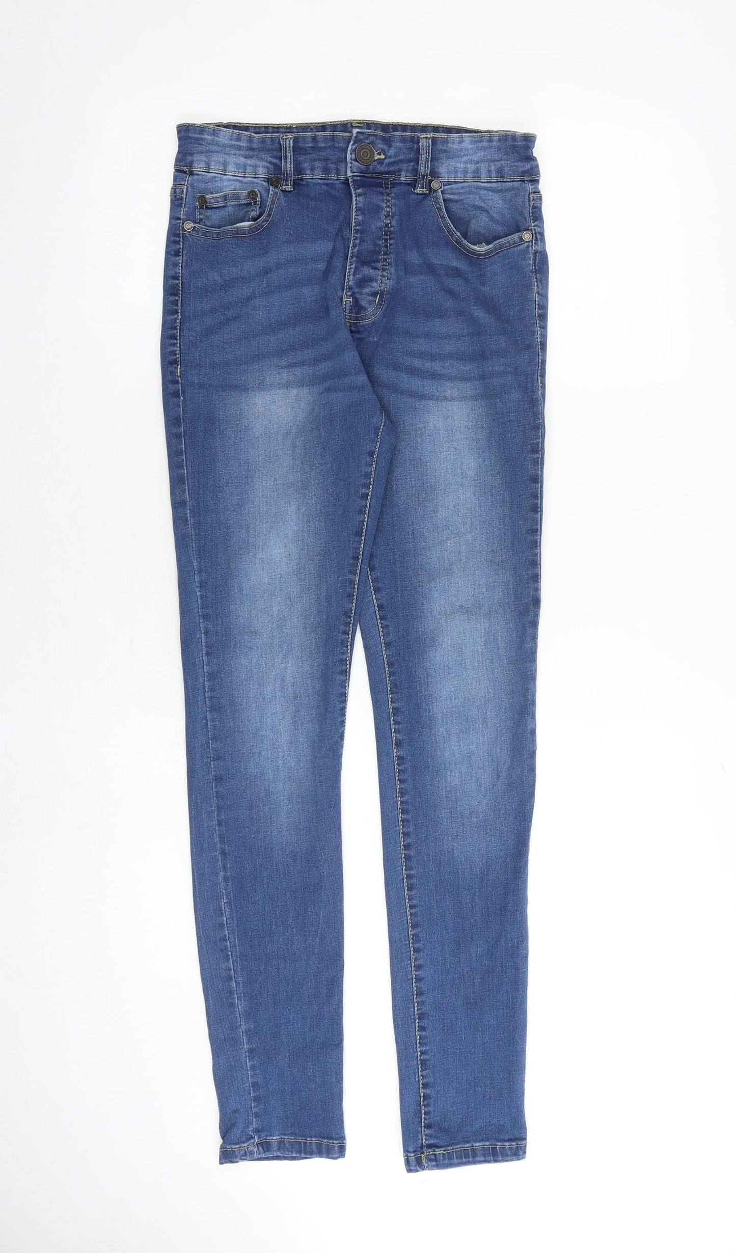 Boohoo Mens Blue Cotton Skinny Jeans Size 30 in Slim Button