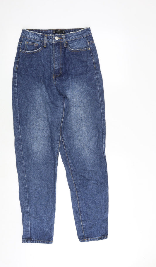 Missguided Womens Blue Cotton Mom Jeans Size 6 Regular Zip - High rise