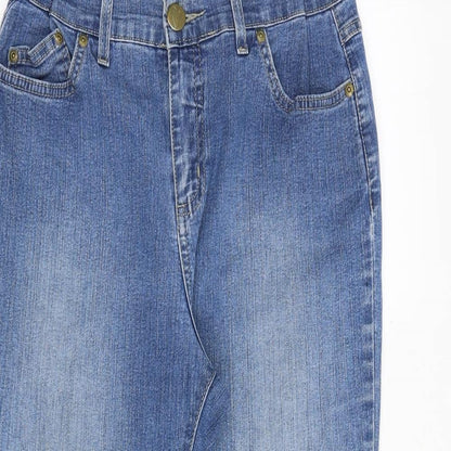 Per Una Womens Blue Cotton Straight Jeans Size 10 Regular Zip