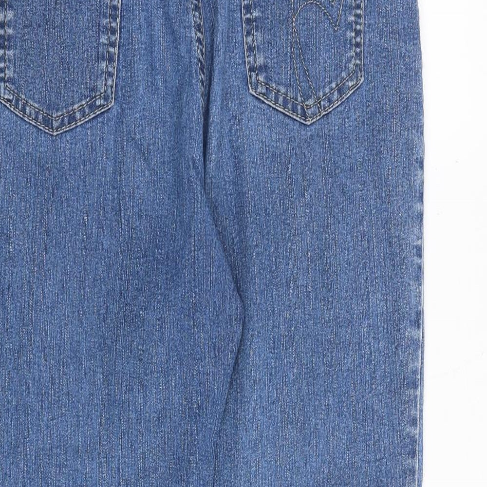 Per Una Womens Blue Cotton Straight Jeans Size 10 Regular Zip