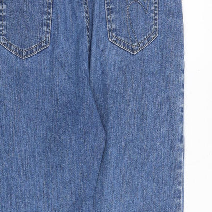 Per Una Womens Blue Cotton Straight Jeans Size 10 Regular Zip