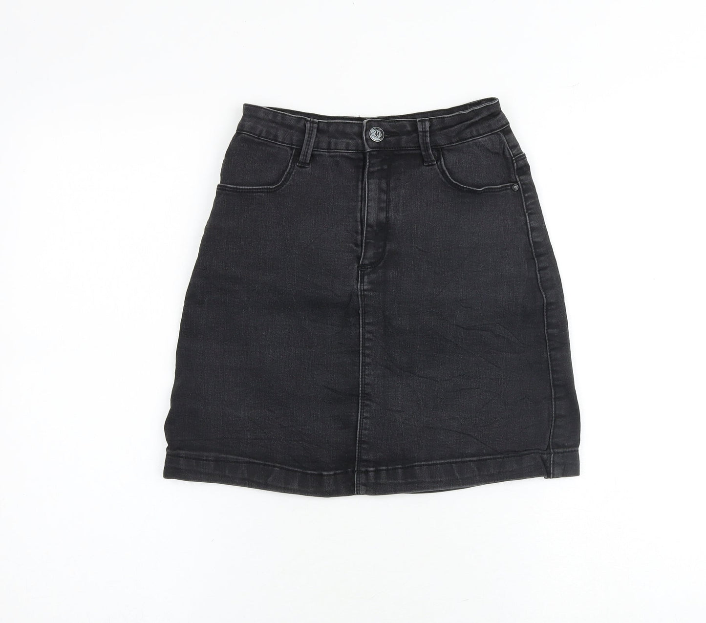 Missguided Womens Grey Cotton A-Line Skirt Size 8 Zip