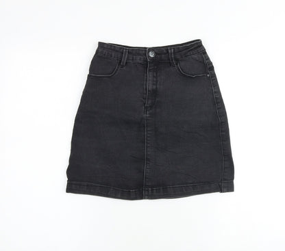 Missguided Womens Grey Cotton A-Line Skirt Size 8 Zip