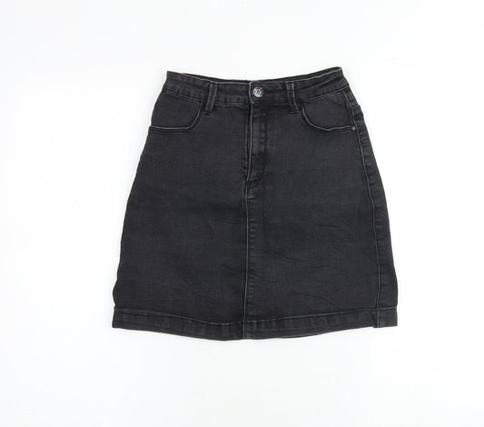 Missguided Womens Grey Cotton A-Line Skirt Size 8 Zip