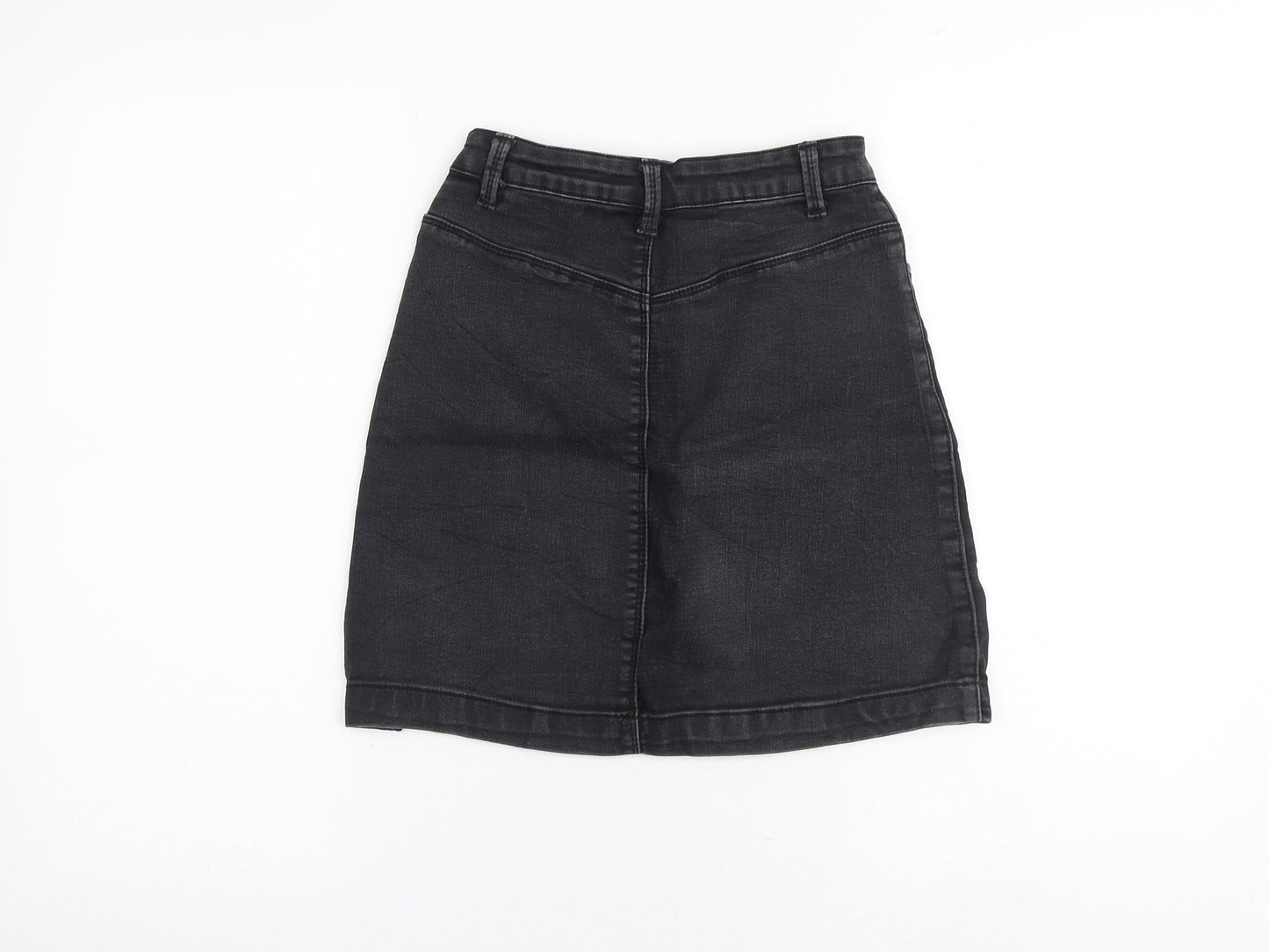 Missguided Womens Grey Cotton A-Line Skirt Size 8 Zip