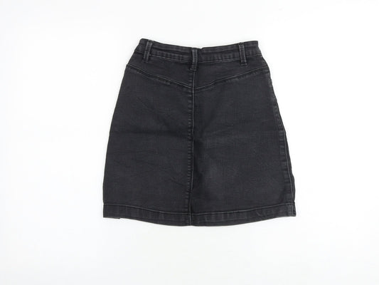 Missguided Womens Grey Cotton A-Line Skirt Size 8 Zip