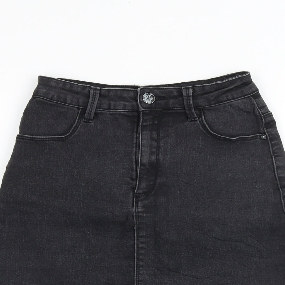 Missguided Womens Grey Cotton A-Line Skirt Size 8 Zip