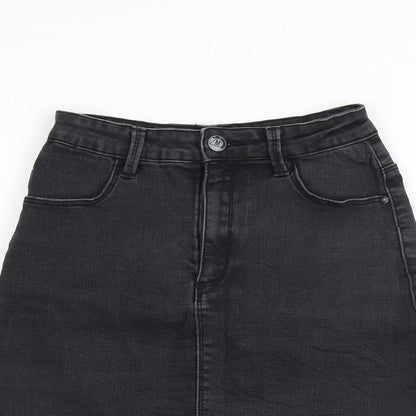 Missguided Womens Grey Cotton A-Line Skirt Size 8 Zip