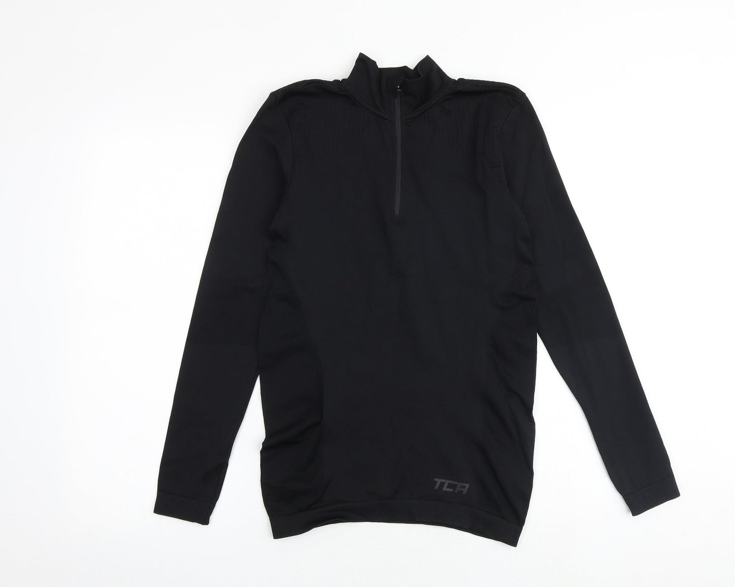TCA Womens Black Polyester Pullover Casual Size S High Neck Zip