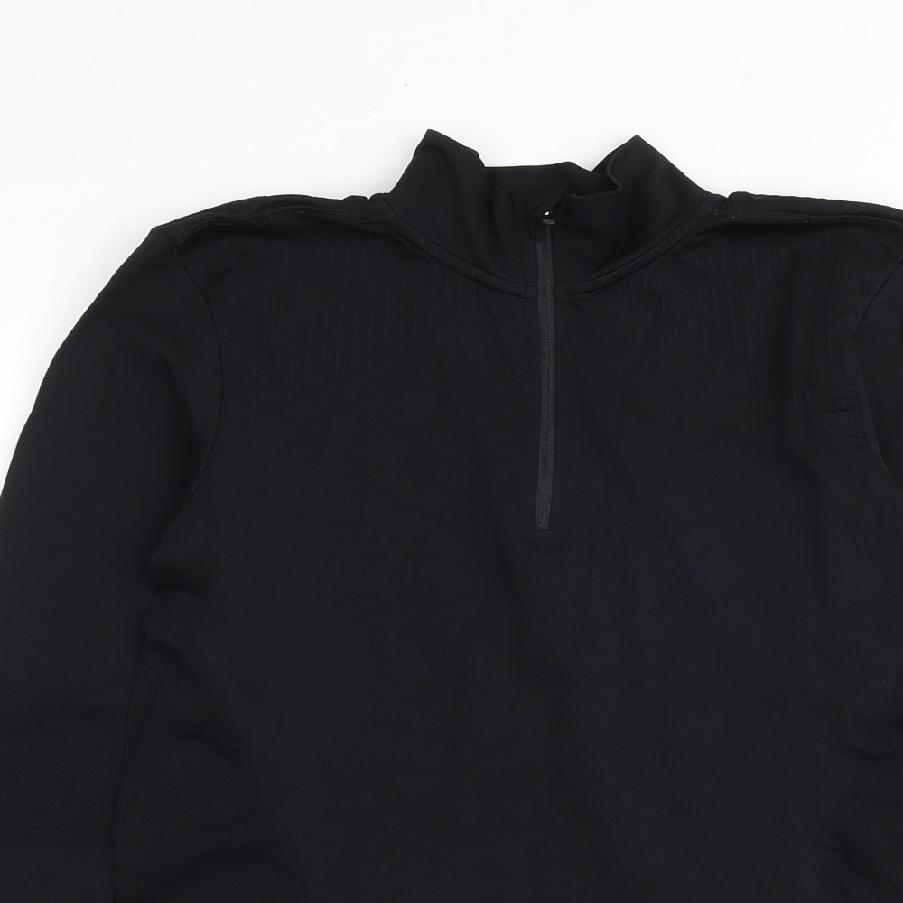 TCA Womens Black Polyester Pullover Casual Size S High Neck Zip