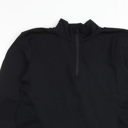 TCA Womens Black Polyester Pullover Casual Size S High Neck Zip