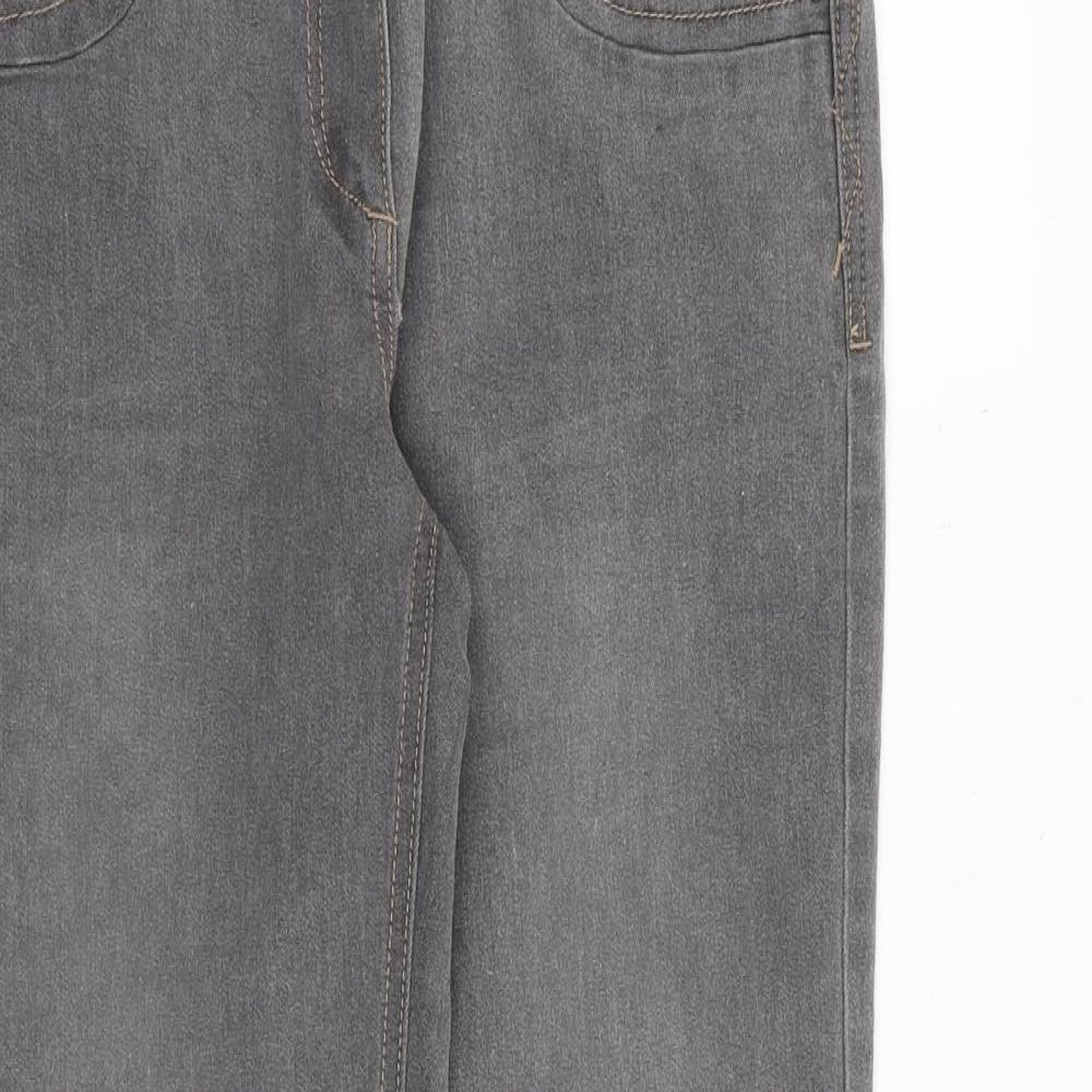 NEXT Womens Grey Cotton Boyfriend Jeans Size 10 Regular Zip