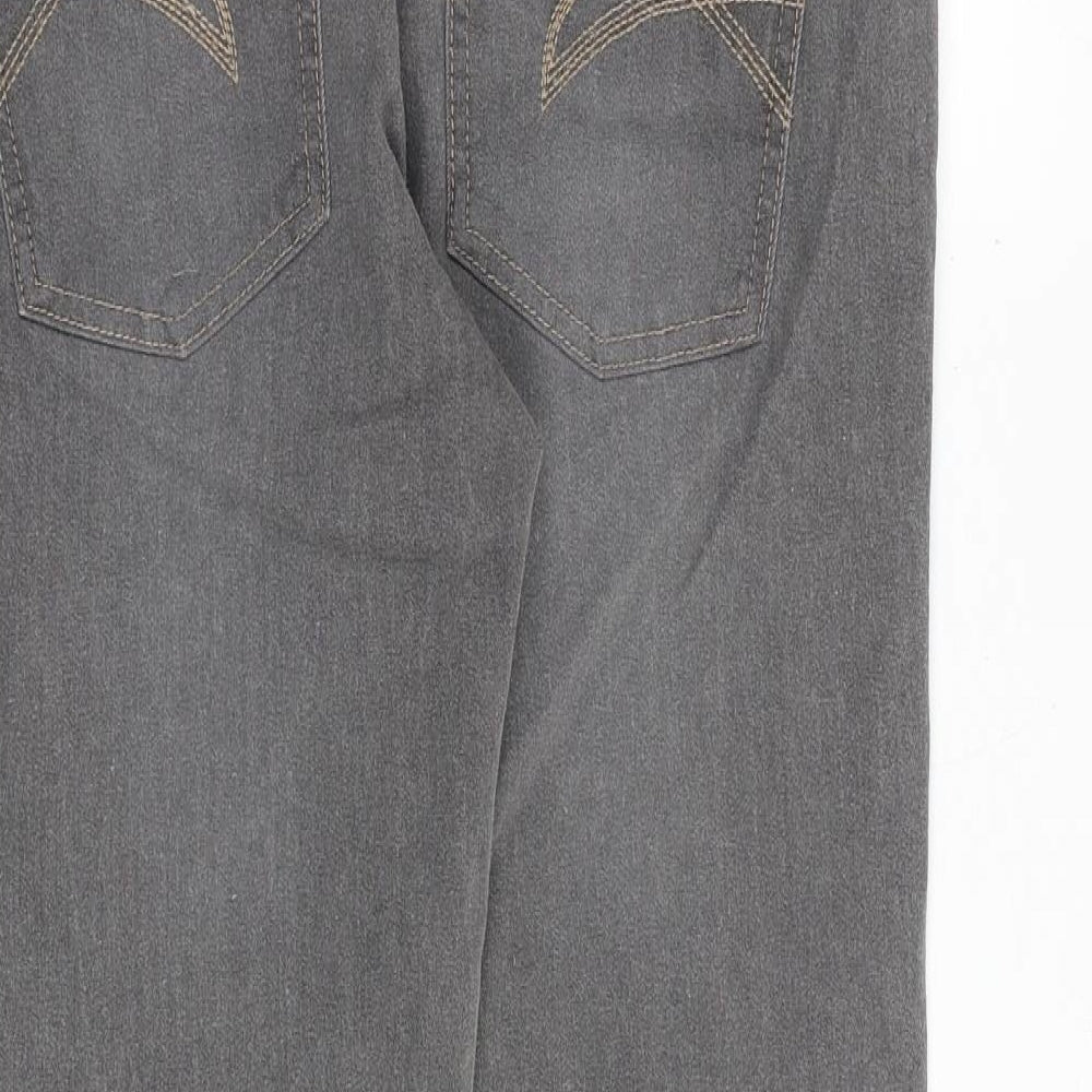 NEXT Womens Grey Cotton Boyfriend Jeans Size 10 Regular Zip