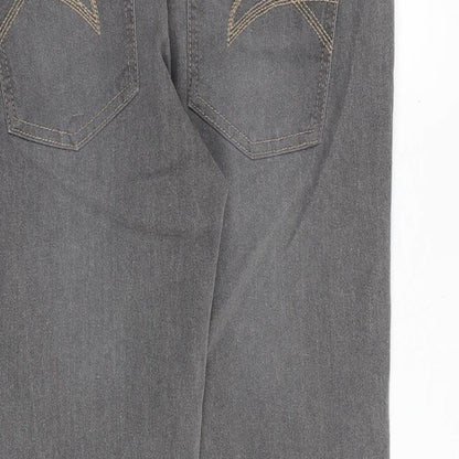 NEXT Womens Grey Cotton Boyfriend Jeans Size 10 Regular Zip
