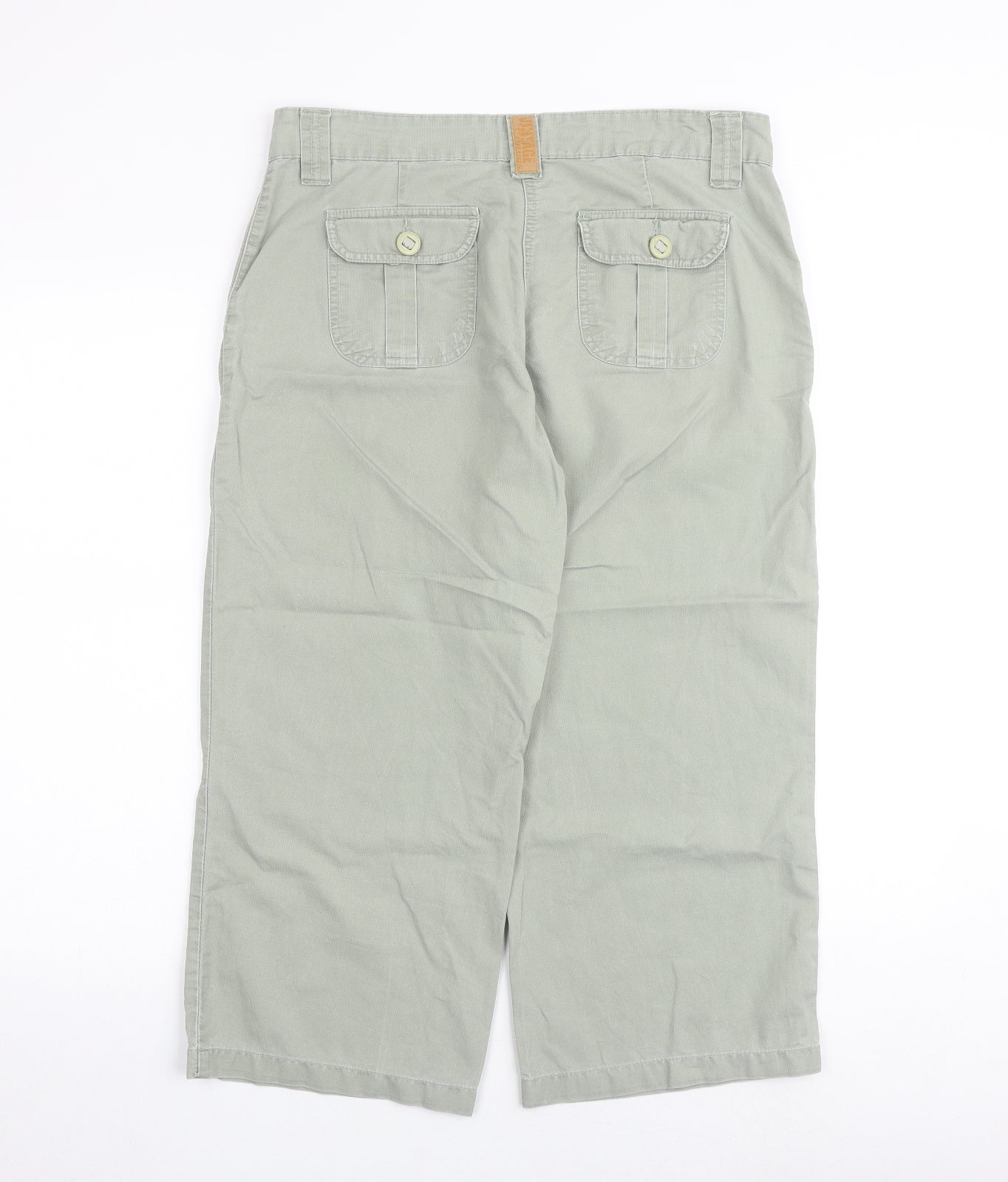 Vintage Canvas Womens Green Cotton Chino Trousers Size 12 Regular Zip