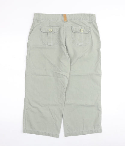 Vintage Canvas Womens Green Cotton Chino Trousers Size 12 Regular Zip