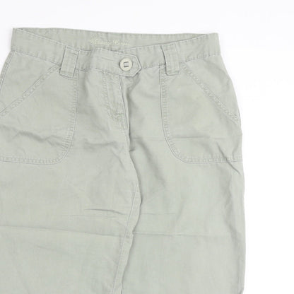 Vintage Canvas Womens Green Cotton Chino Trousers Size 12 Regular Zip