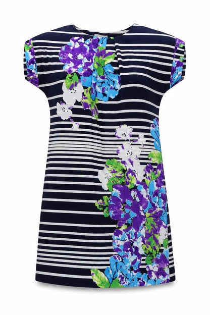 Lakeland Womens Multicoloured Geometric Polyester A-Line Size 10 Round Neck Pullover - Flower stripe pattern