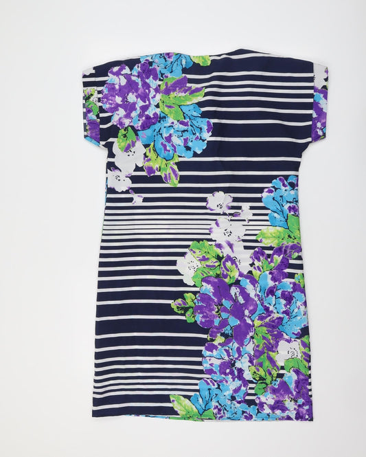 Lakeland Womens Multicoloured Geometric Polyester A-Line Size 10 Round Neck Pullover - Flower stripe pattern