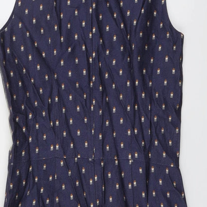 nice things Womens Blue Geometric Viscose Shift Size 10 Round Neck Zip