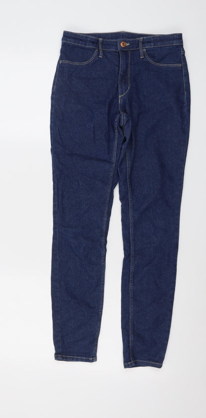H&M Girls Blue Cotton Skinny Jeans Size 11-12 Years Regular Button