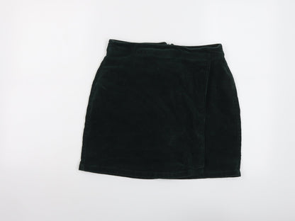 Dorothy Perkins Womens Green Cotton A-Line Skirt Size 10 Zip