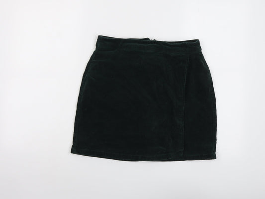 Dorothy Perkins Womens Green Cotton A-Line Skirt Size 10 Zip