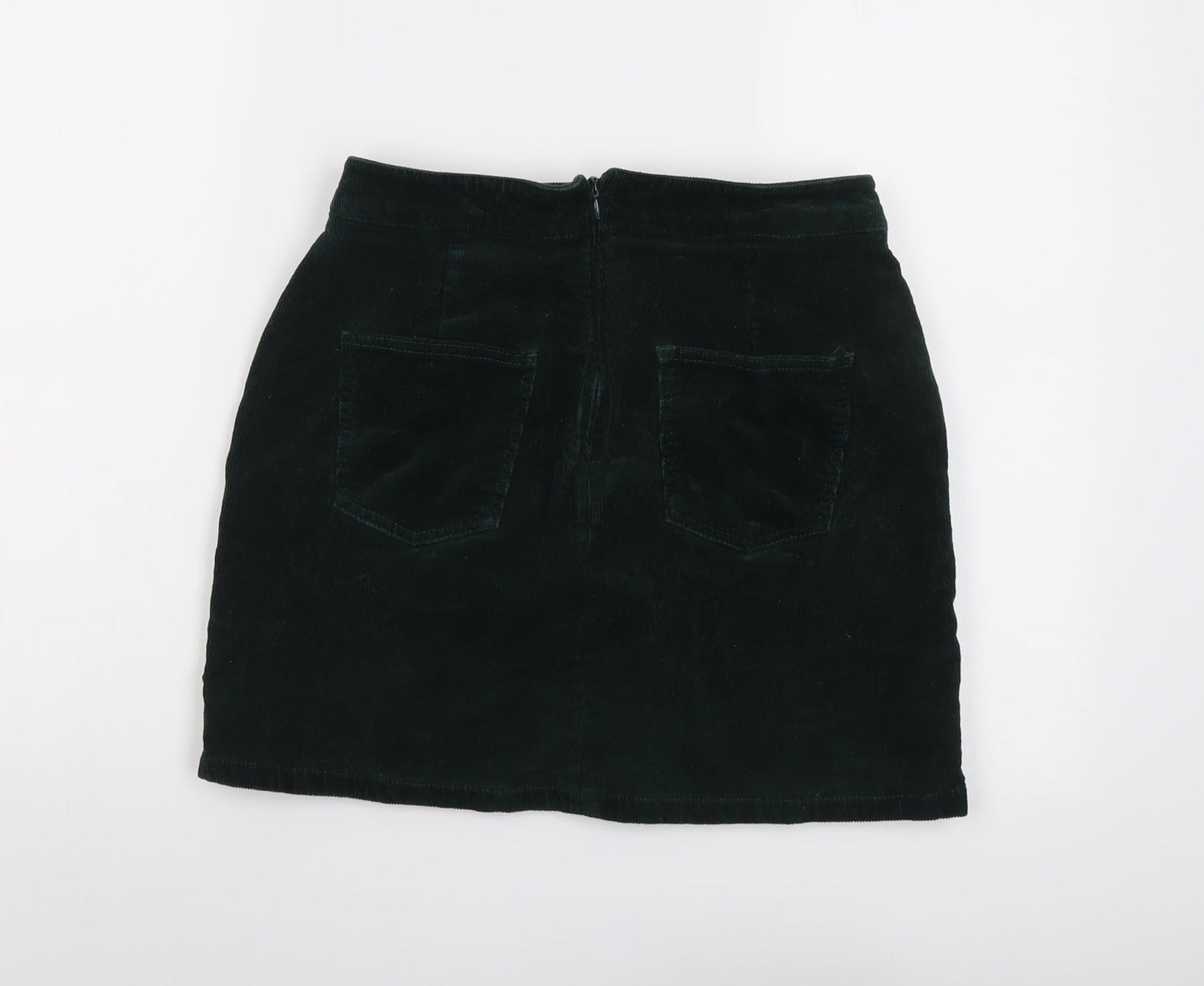 Dorothy Perkins Womens Green Cotton A-Line Skirt Size 10 Zip