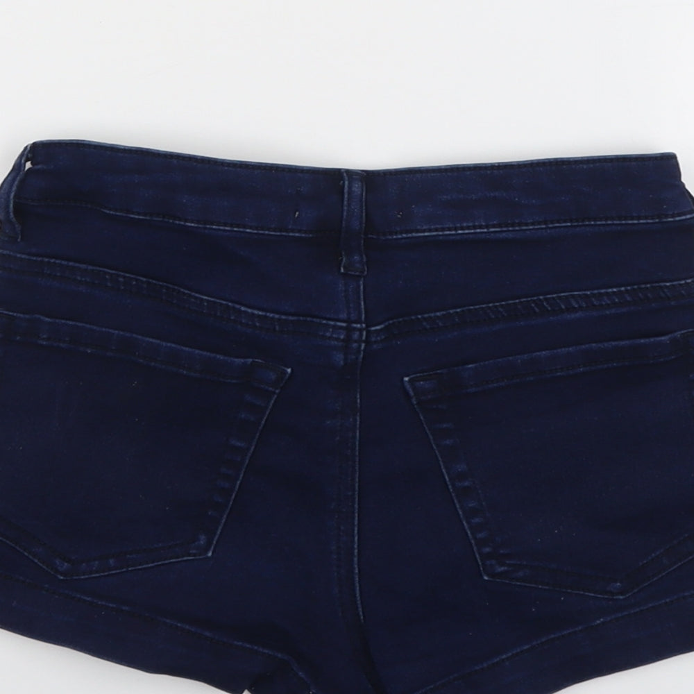 FOREVER 21 Womens Blue Cotton Hot Pants Shorts Size 25 in L3 in Regular Button