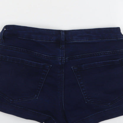 FOREVER 21 Womens Blue Cotton Hot Pants Shorts Size 25 in L3 in Regular Button