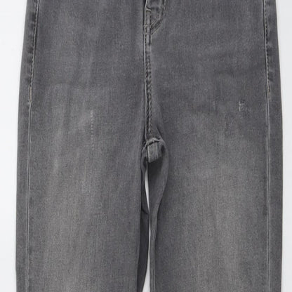 Topshop Womens Grey Cotton Skinny Jeans Size 25 in L27 in Regular Button