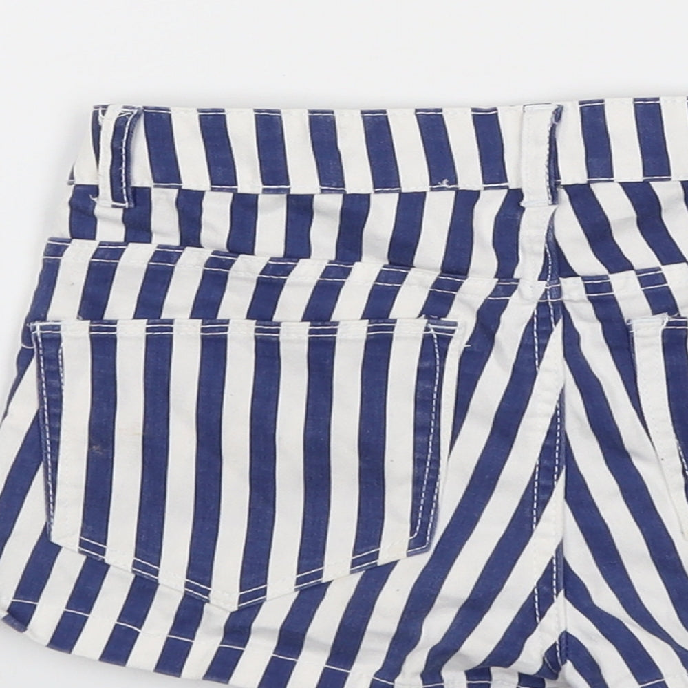 H&M Womens Blue Striped Cotton Boyfriend Shorts Size 4 L3 in Regular Button