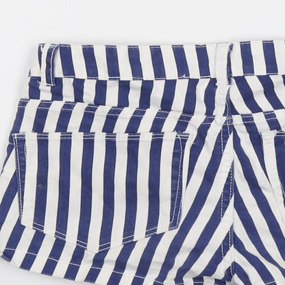 H&M Womens Blue Striped Cotton Boyfriend Shorts Size 4 L3 in Regular Button