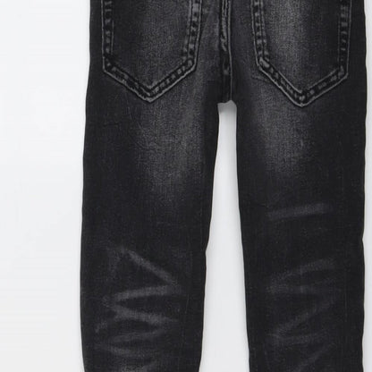 NEXT Girls Black Cotton Skinny Jeans Size 4 Years Regular Button - Distressed